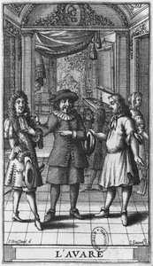 Molière como Harpagon, ilustración de portada de 