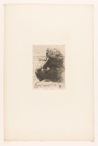 Mujeres descansando en la costa Pecheuses a Granville. (título en el objeto) de Pierre Celestin Billet