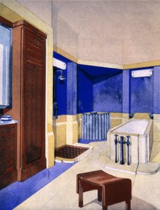 Proyecto de cuarto de baño, c. 1925 (gouache) de Pierre Chareau
