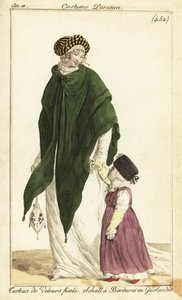 Mujer y niño a la moda, París