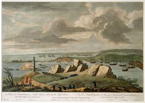 Vista de Louisburg en América del Norte tomada cerca del Faro cuando esa ciudad fue sitiada en 1758
