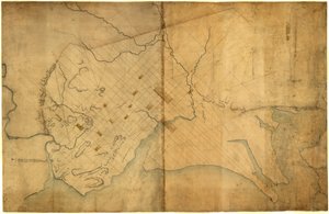Mapa de puntos de Washington, D.C., 1791, antes del 19 de agosto. LOC 88694203 de Pierre Charles L