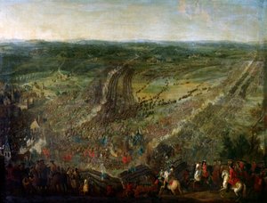 Guerra de la Liga de Augsburgo: "Batalla de Fleurus ganada por el mariscal de Luxemburgo contra las armas de una coalición de las Provincias Unidas, los Imperiales, España y Gran Bretaña, el 1/07/1690" de Pierre Denis (attr.to) Martin