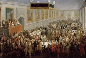Banquete dado después de la coronación de Luis XV en el Palacio Arzobispal de Reims, 25 de octubre
