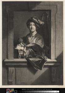 Grabado del retrato de Hyacinth Rigaud de sí mismo, finales del siglo XVII - siglo XVIII