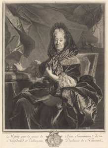 Duquesa de Nemours de Pierre Drevet after Hyacinthe Rigaud