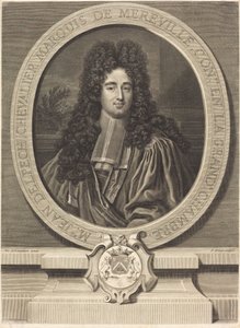 Jean Delpech, Marqués de Méréville de Pierre Drevet after Nicolas de Largillierre