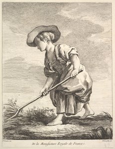 Niña pequeña haciendo trabajo agrícola, del Primer Libro de Figuras según las porcelanas de la M... de Pierre Etienne Falconet