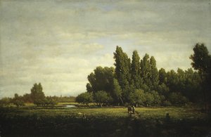 Un prado bordeado de árboles de Pierre Etienne Theodore Rousseau