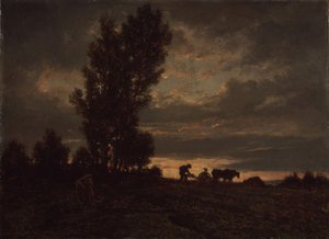 Paisaje con un labrador, 1860s de Pierre Etienne Theodore Rousseau
