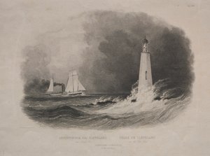 Faro en Cleveland, Ohio, en el Lago Erie de Pierre Eugène I Aubert