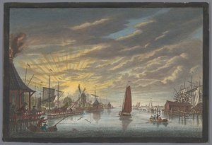 Vista del antiguo puerto deportivo de Ámsterdam, visto hacia la fortaleza de Leeuwenburg o Blauwhoofd
Vista por el antiguo puerto deportivo hacia 