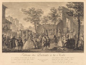 Cuadro de retratos a la moda de Pierre Francois Courtois after Augustin de Saint Aubin