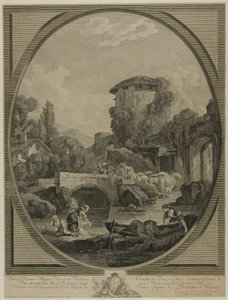 Paisaje con un puente y un palomar de Pierre Francois Laurent