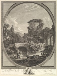Paisaje con Puente y Palomar, siglo XVIII de Pierre Francois Laurent