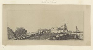 Paisaje con puente de madera y molino. Recueil de quatre-vingt-cinq estampes originales (título de la serie) de Pierre François Basan (workshop of)