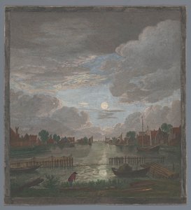 Vista de un canal cerca de la ciudad de Haarlem a la luz de la luna
Vûe du canal proche de Haerlem (título en el objeto) de Pierre François Basan