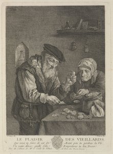 Placeres de la Vejez después de la pintura de David Teniers el Joven, mediados del siglo XVIII de Pierre François Basan