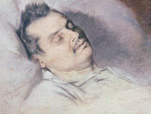 Honoré de Balzac (1799-1850) en su lecho de muerte, 15 de agosto de 1850 de Pierre François Eugène Giraud
