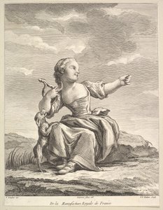 Niña jugando con un perro, del Deuxième Livre de Figures d