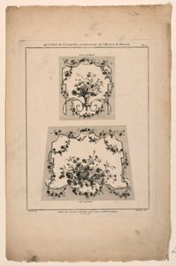 Diseños para asientos de sillas de tapicería, placa 1 de "Cahier de Cartouches et Ornemens de l