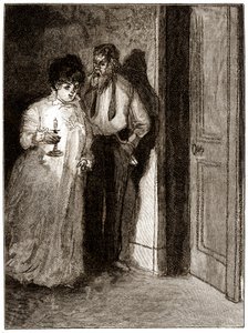 "Boule de Suif": Elisabeth Rousset se niega a acostarse con Cornudet, principios del siglo XX (ilustración) de Pierre Georges Jeanniot