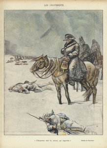 Napoleón en la retirada de Moscú, ilustración para Le Rire de Pierre Georges Jeanniot