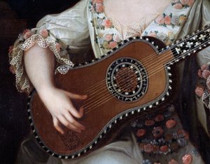 Guitarra (detalle del retrato de Mademoiselle de Charolais) de Pierre Gobert
