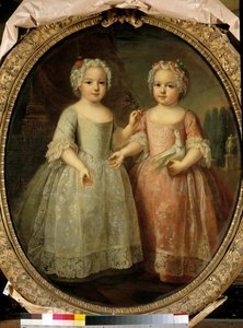 Retratos de Louise Elisabeth de Francia (1727-1759) y Henriette de Francia (1727-1752) hijas de Luis XV de Pierre Gobert
