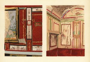 Casa de Tullius Faustus en la Strada della Fortuna (izquierda), y casa de Popidius Priscus (derecha), Pompeya, Chambre d’une maison située rue de la Fortune, Región IV