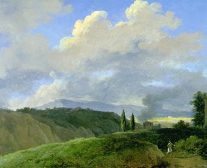 Paisaje montañoso con figuras