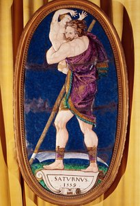 Placa que representa a Saturno, del Chateau de Madrid, Neuilly, 1559 de Pierre I Courteys