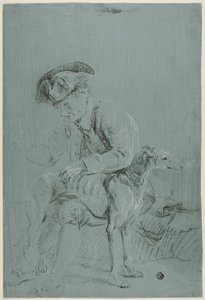 Hombre sentado con perro de Pierre Jacques Volaire