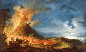 Erupción del Vesubio, con turistas en primer plano