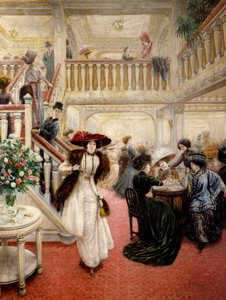 Un buen momento: "El gran café". Cuadro firmado P. Poitevin (probablemente Pierre-Jean Poitevin de Pierre Jean Poitevin
