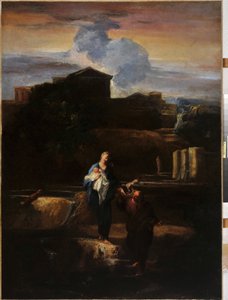 La huida a Egipto. Pintura de Pierre Louis Cretey (Pierre-Louis Cretey de Pierre Louis Cretey or Cretet