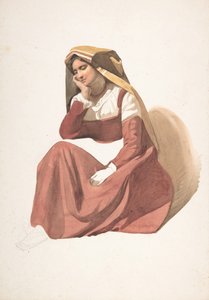 Mujer campesina italiana sentada, mediados del siglo XIX