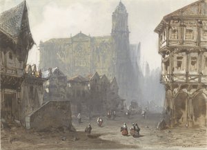 La Plaza del Mercado Viejo de Ruán de Pierre Luc Charles Ciceri