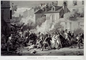 Defensa de una barricada durante la Revolución de Julio (29 de julio) de Pierre Martinet