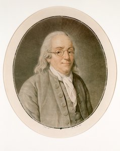 Retrato de Benjamin Franklin con gafas