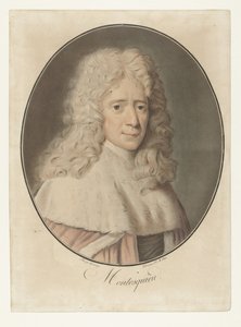 Retrato de Carlos de Montesquieu Montesquieu (título sobre objeto) Colección de grandes hombres (título de la serie) de Pierre Michel Alix
