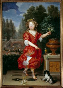 Retrato de cuerpo entero de Mademoiselle de Blois (1666-1739) Marie Anne de Bourbon, hija de Luis XIV y Mademoiselle de la Vallière, futura Princesa de Conti de Pierre Mignard