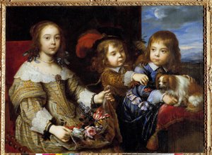 Los hijos del Duque de Bouillon (Pintura de Pierre Mignard, 1612-1695) 1647. Honolulu, Academia de Artes de Pierre Mignard