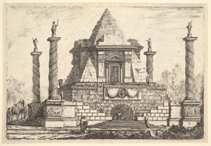 Arquitectura imaginaria con camello y figuras, después de Della Bella, siglo XVIII de Pierre Moreau