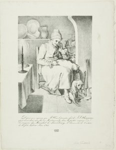 Boceto de Jean-Jacques Rousseau (anverso); Escena de bosque (reverso)