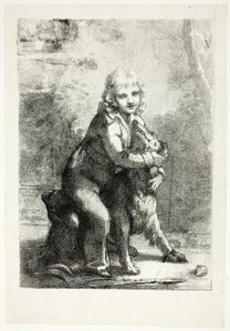 Niño con perro de Pierre Paul Prud