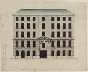 Fachada del Mont-de-Piété en la calle Blancs-Manteaux de Pierre Payen