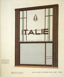 Oficina Nacional de Turismo Italiano en París, Pierre Petit, Boutiques, Henry Delacroix, Ediciones S De Bonadona, París, finales de 1920, Pochoir Print de Pierre Petit
