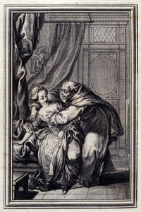 Cómo llega el espíritu a las chicas. en “Cuentos y nuevas en verso” de Jean La Fontaine. 1776. Ilustración de P.P. Choffard