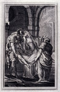La Matrona de Éfeso - en Cuentos y nuevas en verso de Jean La Fontaine. 1776. Ilustración de P.P. Choffard de Pierre Philippe Choffard